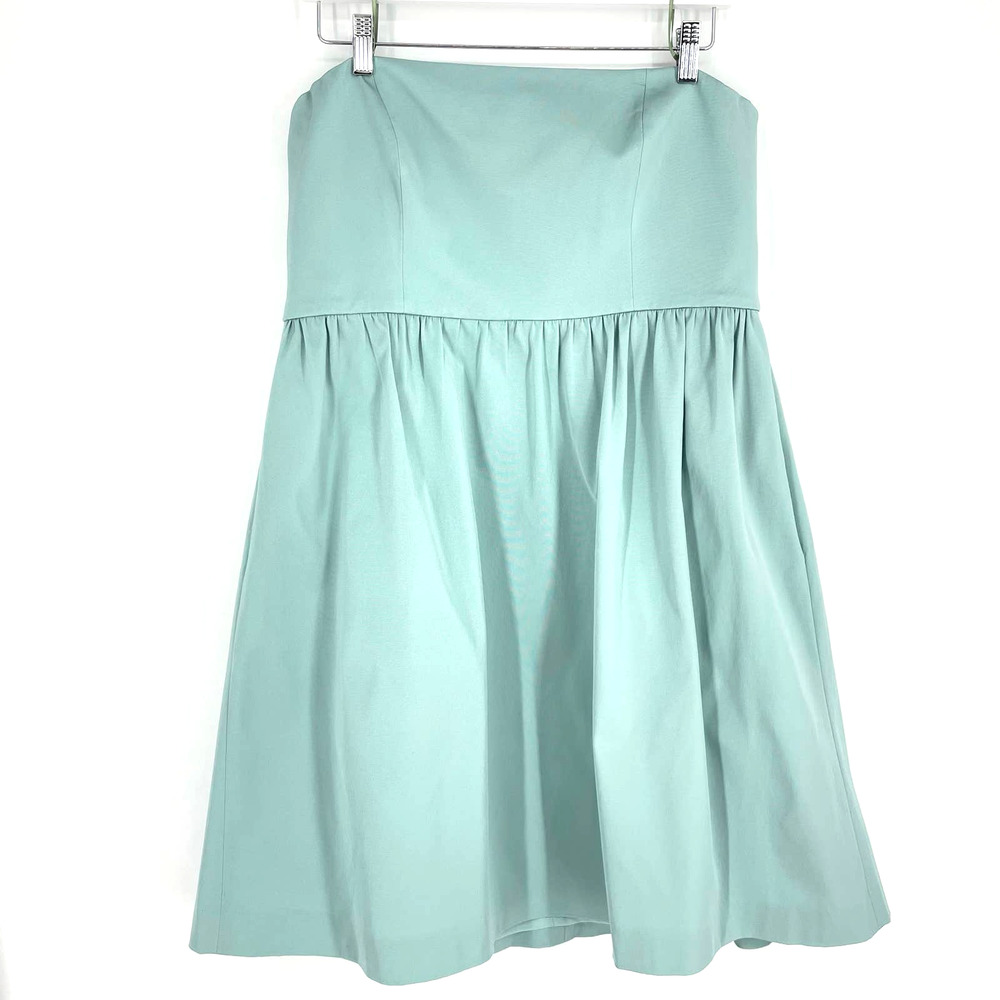 J.CREW Dress Strapless Fit & Flare Mini Sea Foam Back Zip Pockets Mini Size 16